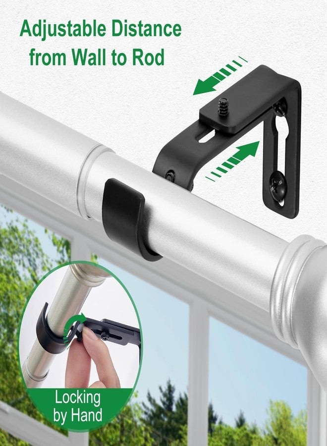 LLPJS Curtain Rod Bracket Adjustable, Drapery Rod Holder Hooks Support Hangers for 1 inch Diameter Window Curtain Rods (Black, 2-Pack) - Image 4