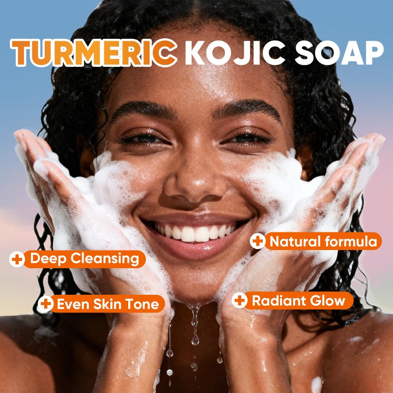 OAKDOLCHE 5 Pack Turmeric Kojic Acid Soap Bars(80g) - Infused with Retinol, Hydrolyzed Collagen, Vitamin E & Shea Butter, Gentle Care for Face, Body & Underarms, SLS Free, Suitable for Oily & Dry Skin - Image 2