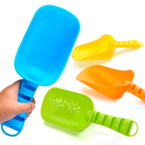 Sloosh Beach Sand Shovels for Kids 4 Packs Shovels Colorful Scoops Travel Sand Toys for Toddlers Kids Outdoor Digging Play Heavy Duty Plastic Garden Planting Shovels Spades Sets Sandbox Toys - Image 1