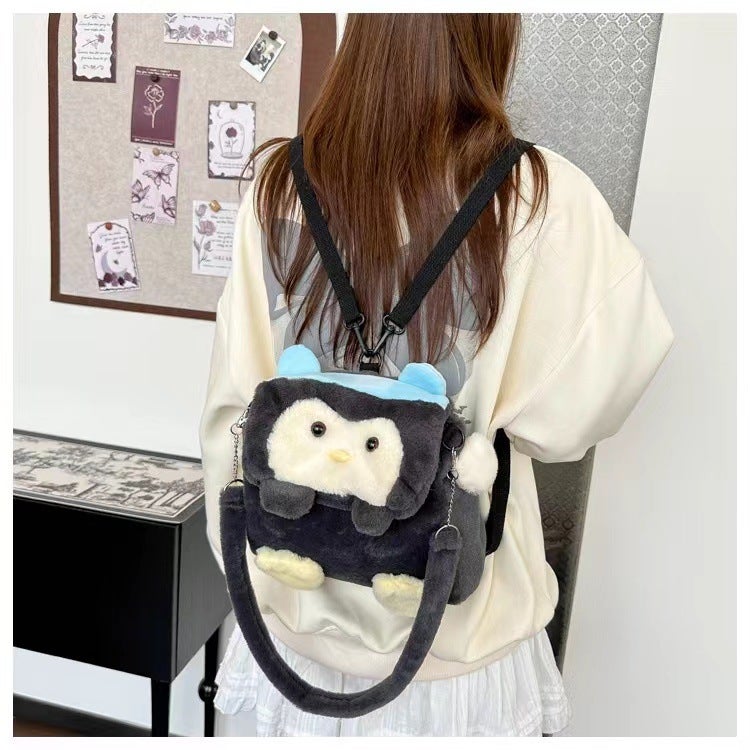 Cartoon Bow Plush Mini Backpack for Women - Image 4