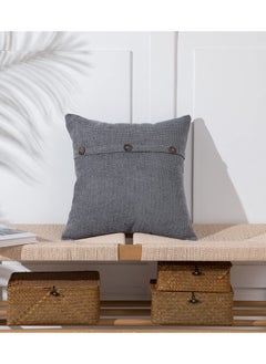 Y&D SYOSI Pillow Covers 18x18 Inch with Triple Buttons Set of 2 Chenille Rustic Farmhouse Decorative Throw Square Cushion Case for Home Couch Decoration  - Image 3