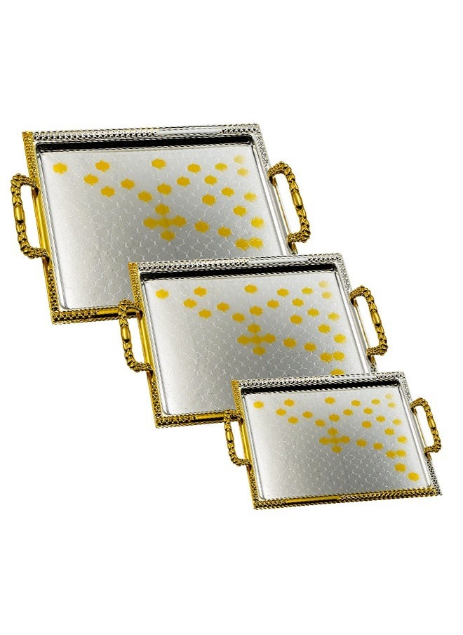 BASURRAH 3 Pieces Steel Serving Tray Set  - Image 1