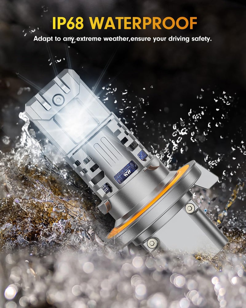 FAHREN Latest & Brightest H13 LED Bulbs, (1,200%) 12X 80,000LM Extreme Brightness 9008 bulb, 6500K Cool White, 1:1 Min Size,IP68 Waterproof,Pack of 2,Fog Bulbs HID,Plug-N-Play. - Image 5