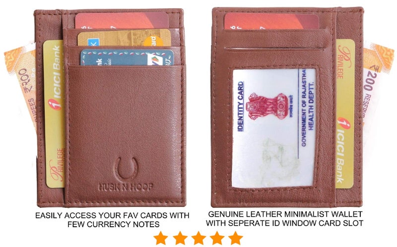 Husk N Hoof RFID Protected Leather Credit Card Holder Wallet for Man Women | Card Holder for Men Woman | Wood Brown - Image 4