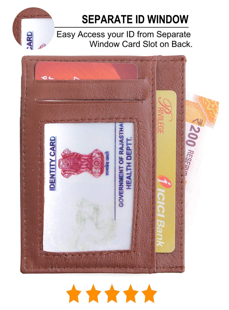Husk N Hoof RFID Protected Leather Credit Card Holder Wallet for Man Women | Card Holder for Men Woman | Wood Brown - Image 3