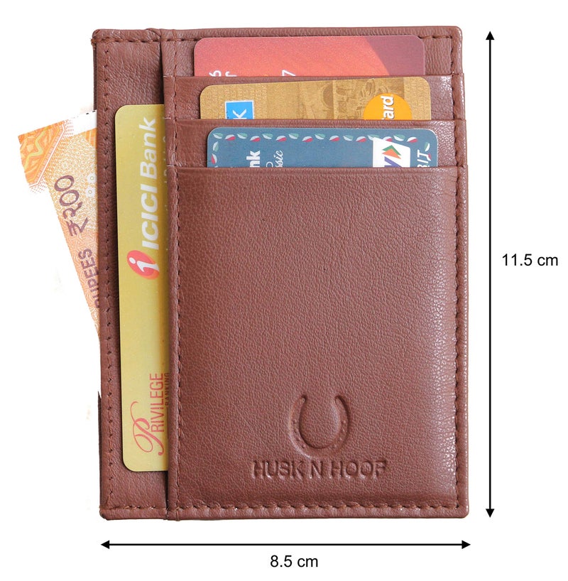 Husk N Hoof RFID Protected Leather Credit Card Holder Wallet for Man Women | Card Holder for Men Woman | Wood Brown - Image 5