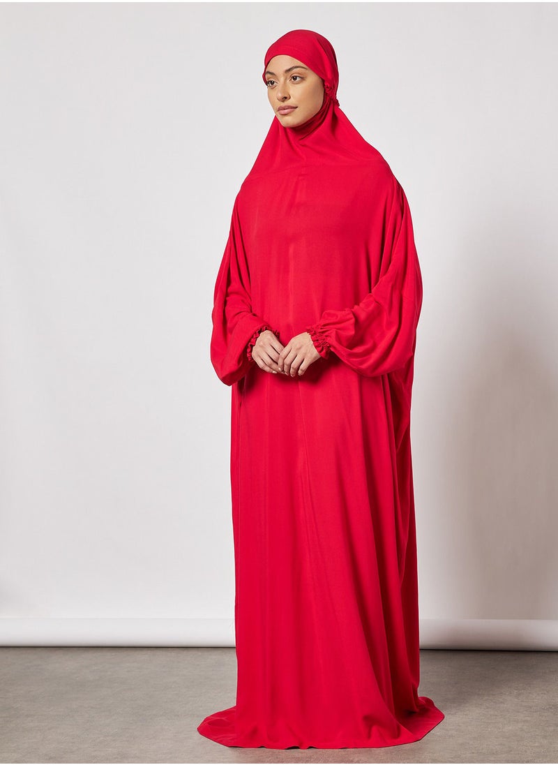 Hayat - Praying Dress In Plain Colour And Attached Veil - Image 1