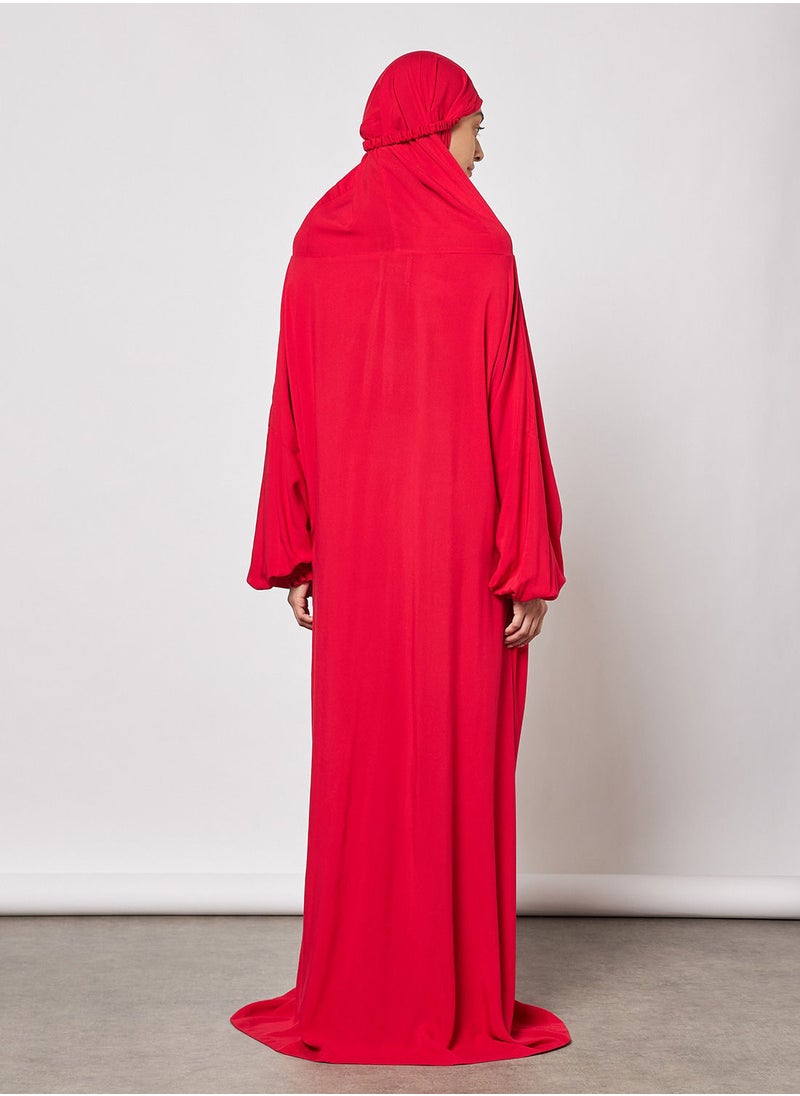 Hayat - Praying Dress In Plain Colour And Attached Veil - Image 1