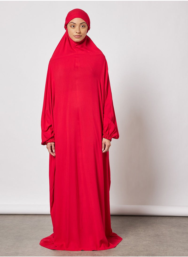 Hayat - Praying Dress In Plain Colour And Attached Veil - Image 1