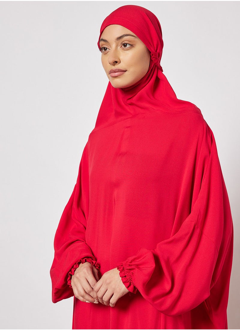 Hayat - Praying Dress In Plain Colour And Attached Veil - Image 1