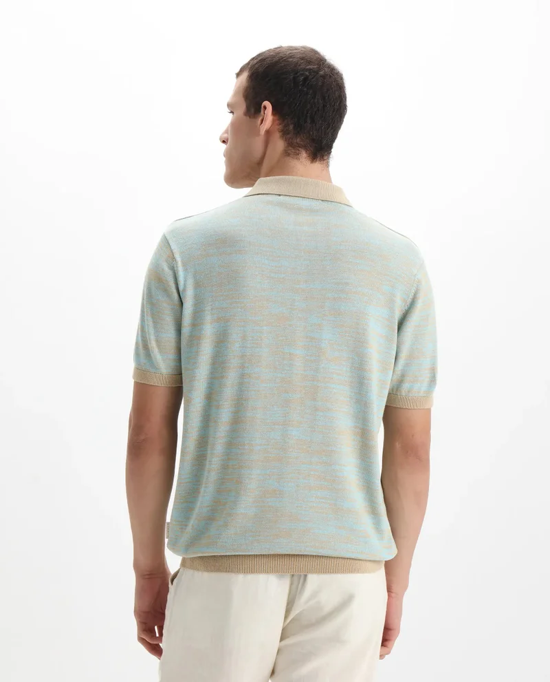 Rare Rabbit Rare Rabbit Men Hect Dusky Blue Cotton Fabric Short Sleeve Regular Fit Polo