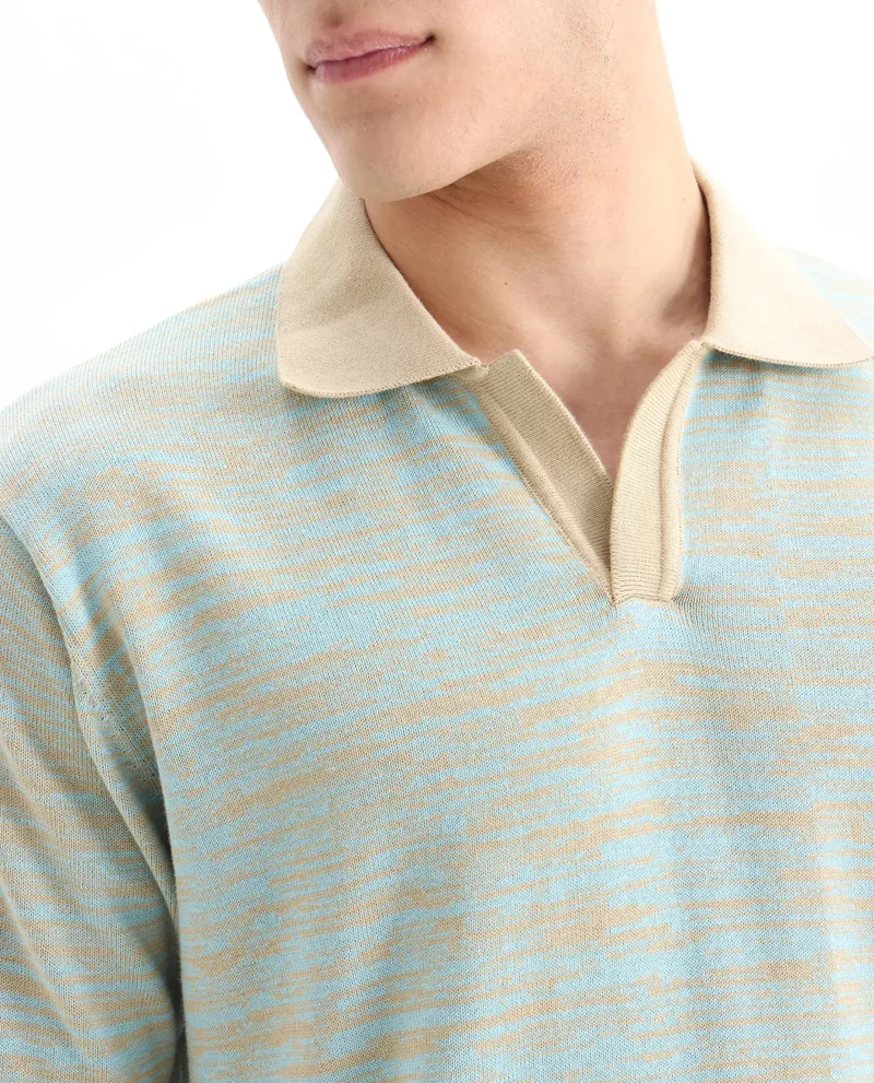 Rare Rabbit Rare Rabbit Men Hect Dusky Blue Cotton Fabric Short Sleeve Regular Fit Polo