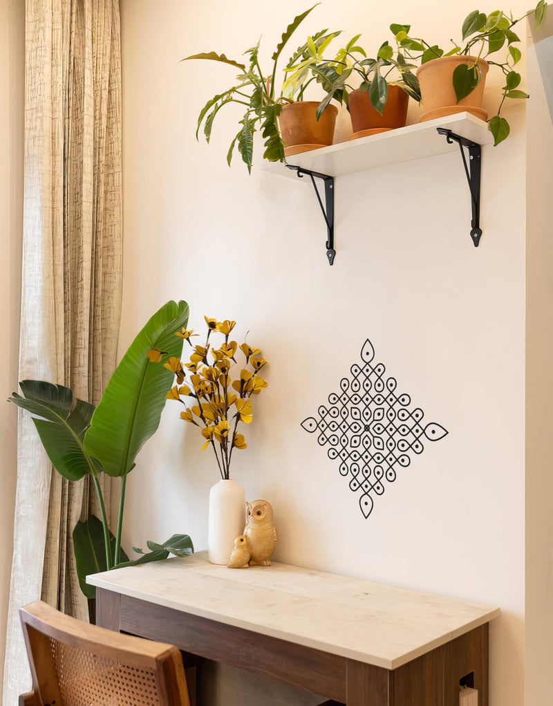 WallDesign Elegant Kolam Medium Size Wall Sticker (22x22inch) - Traditional Indian Art for Compact Spaces - Copper Colour - Image 2