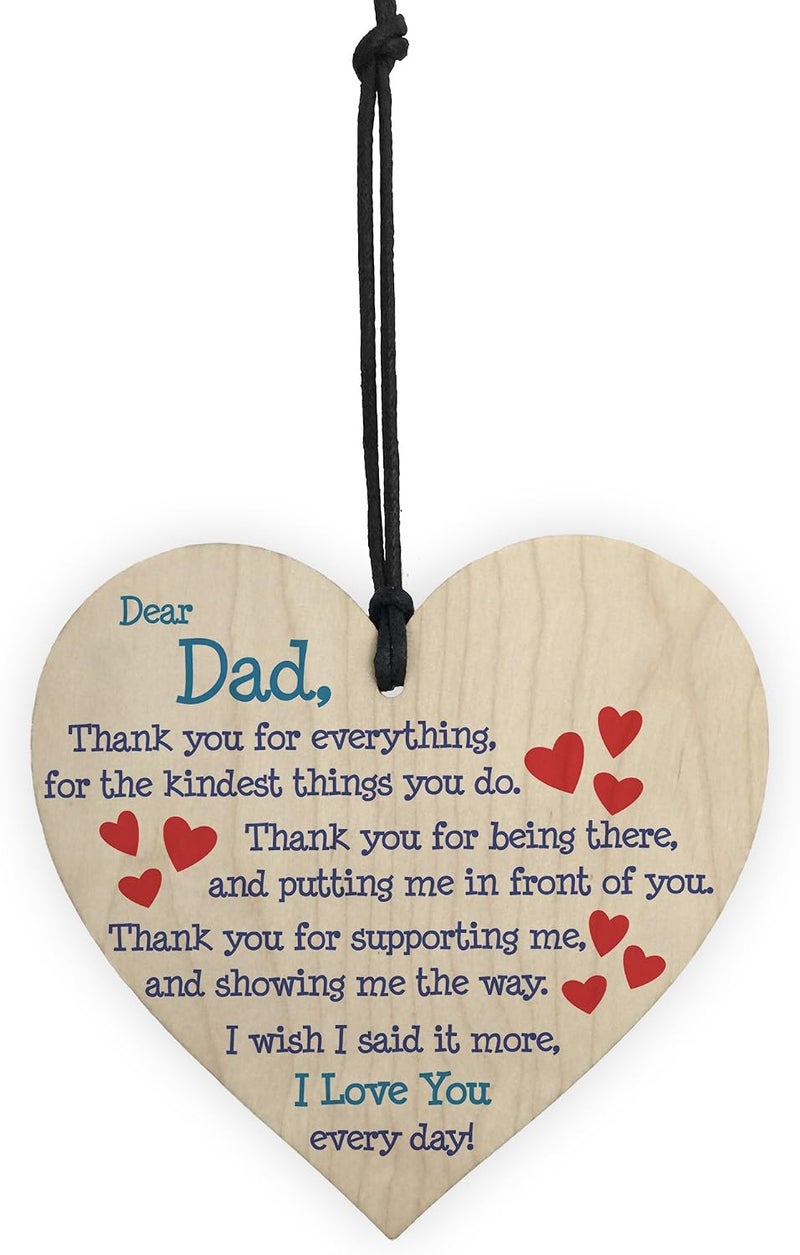 Red Ocean Dad I Love You Everyday Father's Day Gift Wooden Hanging Heart Cute Dad Sign - Image 4