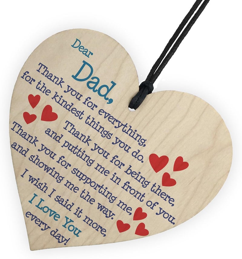 Red Ocean Dad I Love You Everyday Father's Day Gift Wooden Hanging Heart Cute Dad Sign - Image 5