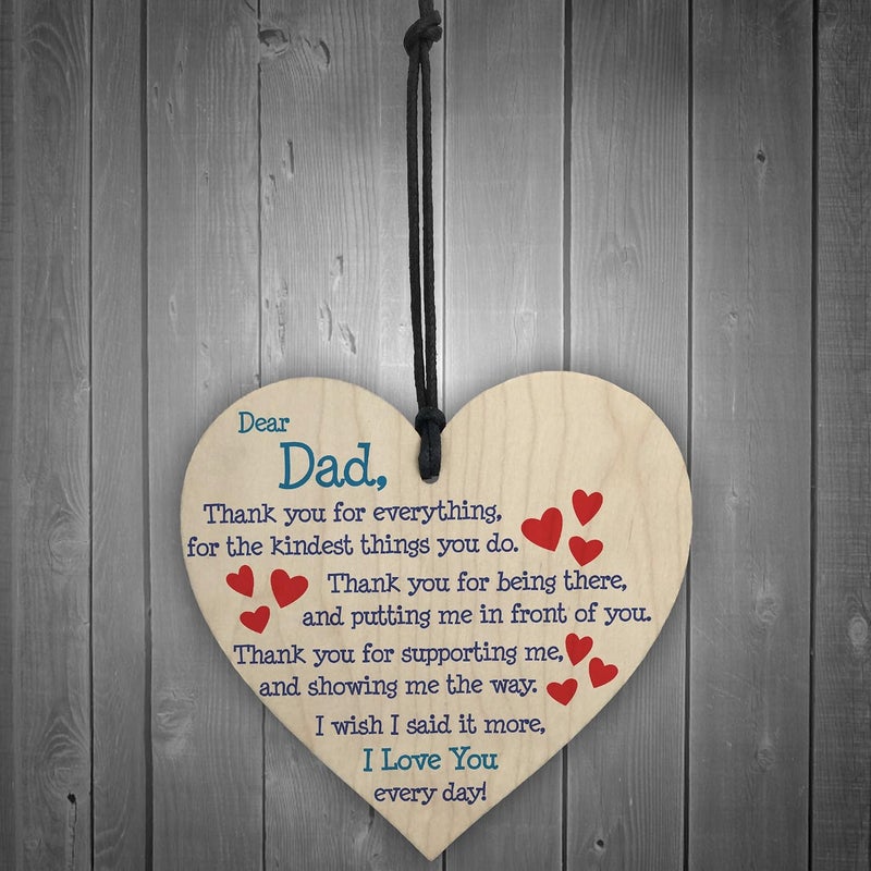 Red Ocean Dad I Love You Everyday Father's Day Gift Wooden Hanging Heart Cute Dad Sign - Image 2