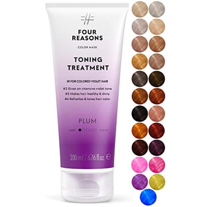 Four Reasons Color Mask  Plum  27 Colors Toning Treatment Color Depositing Conditioner Tone  Enhance ColorTreated Hair  Semi Permanent Hair Dye Vegan and CrueltyFree 676 fl oz