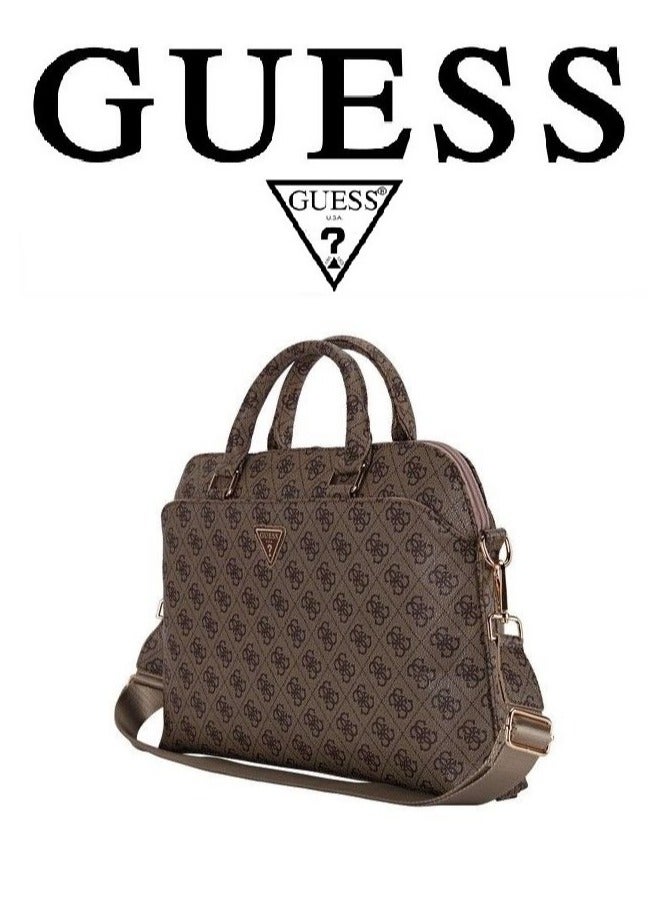 GUESS Laptop Guess bag, Guess bag suitable for laptops of 13/14/15/16 inches, leather laptop bag. Elegant and luxurious French design laptop bag. Original and certified Guess laptop bag. Brown - Image 1