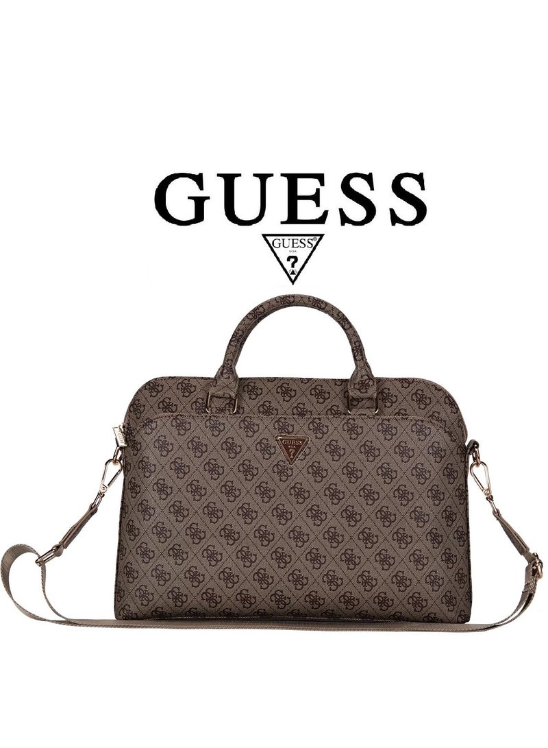 GUESS Laptop Guess bag, Guess bag suitable for laptops of 13/14/15/16 inches, leather laptop bag. Elegant and luxurious French design laptop bag. Original and certified Guess laptop bag. Brown - Image 2