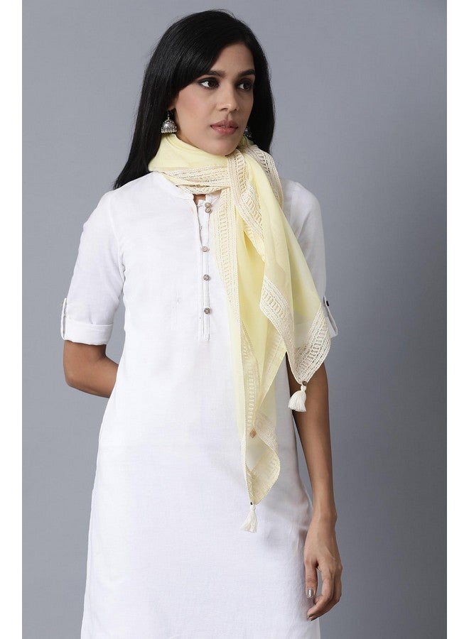 w_for_woman W for Woman Pale Yellow Solid Scarf, Free Size - Image 2