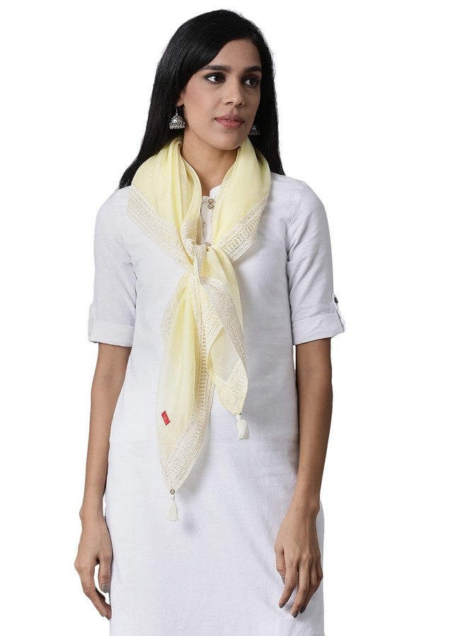 w_for_woman W for Woman Pale Yellow Solid Scarf, Free Size - Image 1