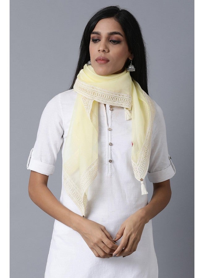 w_for_woman W for Woman Pale Yellow Solid Scarf, Free Size - Image 3