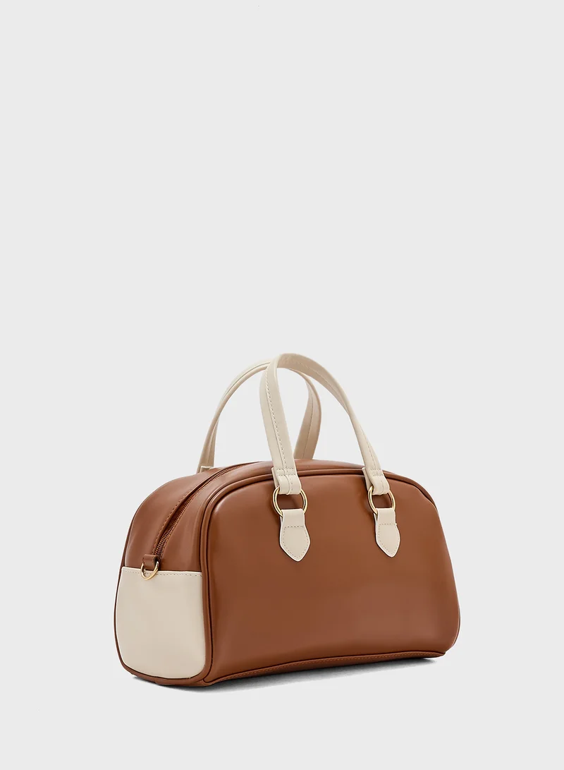 Ginger Zip Detail Bowler Satchel Bag