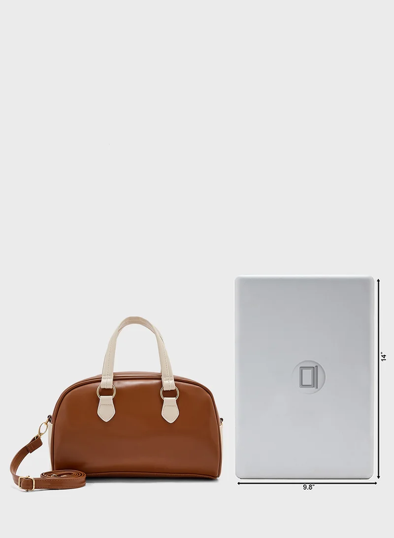 Ginger Zip Detail Bowler Satchel Bag