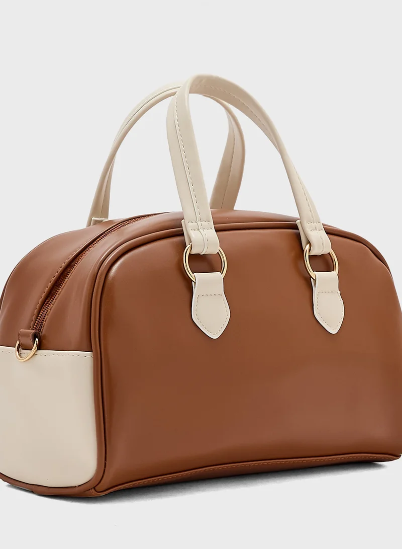 Ginger Zip Detail Bowler Satchel Bag