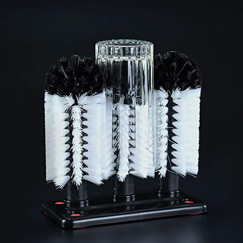 FEENM Water Bottle Cleaning Brush Glass Cup Washer with Suction Base 3 Head Bristle Brush for Beer Cup, Long Leg Cup, Red Wine Glass & More Bar Kitchen Sink Home Tools - Image 2