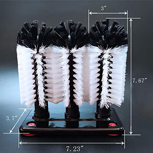 FEENM Water Bottle Cleaning Brush Glass Cup Washer with Suction Base 3 Head Bristle Brush for Beer Cup, Long Leg Cup, Red Wine Glass & More Bar Kitchen Sink Home Tools - Image 4