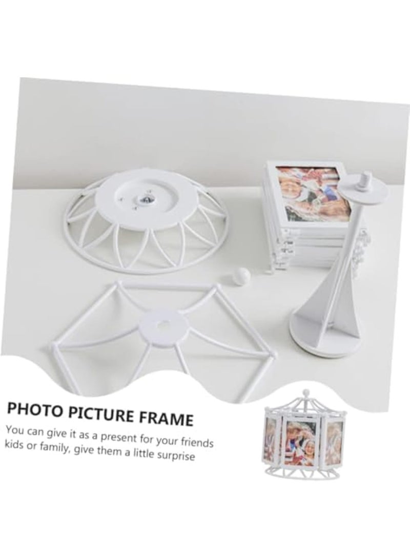 Rotating Family Photo Frame for Tabletop Display, Decorative Multi-Photo Stand for Grandkids and Home Decor, Personalized Picture Frame Gift for Family Memories (White) - Image 2