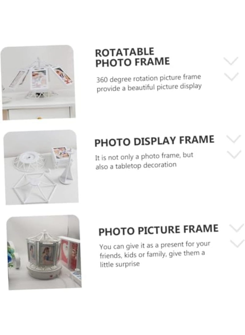 Rotating Family Photo Frame for Tabletop Display, Decorative Multi-Photo Stand for Grandkids and Home Decor, Personalized Picture Frame Gift for Family Memories (White) - Image 5