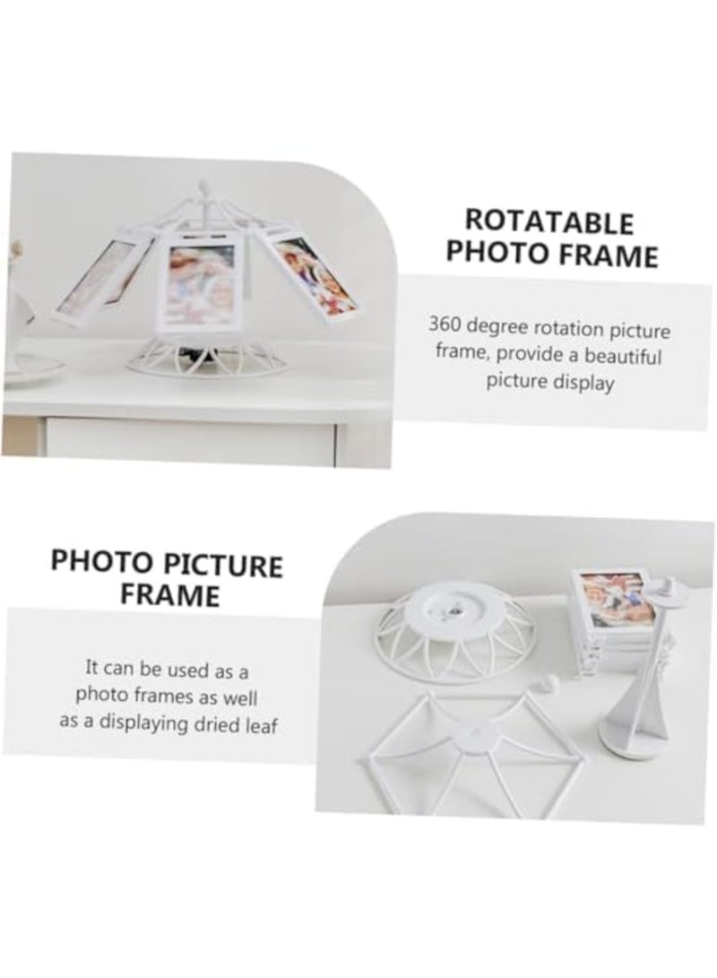 Rotating Family Photo Frame for Tabletop Display, Decorative Multi-Photo Stand for Grandkids and Home Decor, Personalized Picture Frame Gift for Family Memories (White) - Image 3