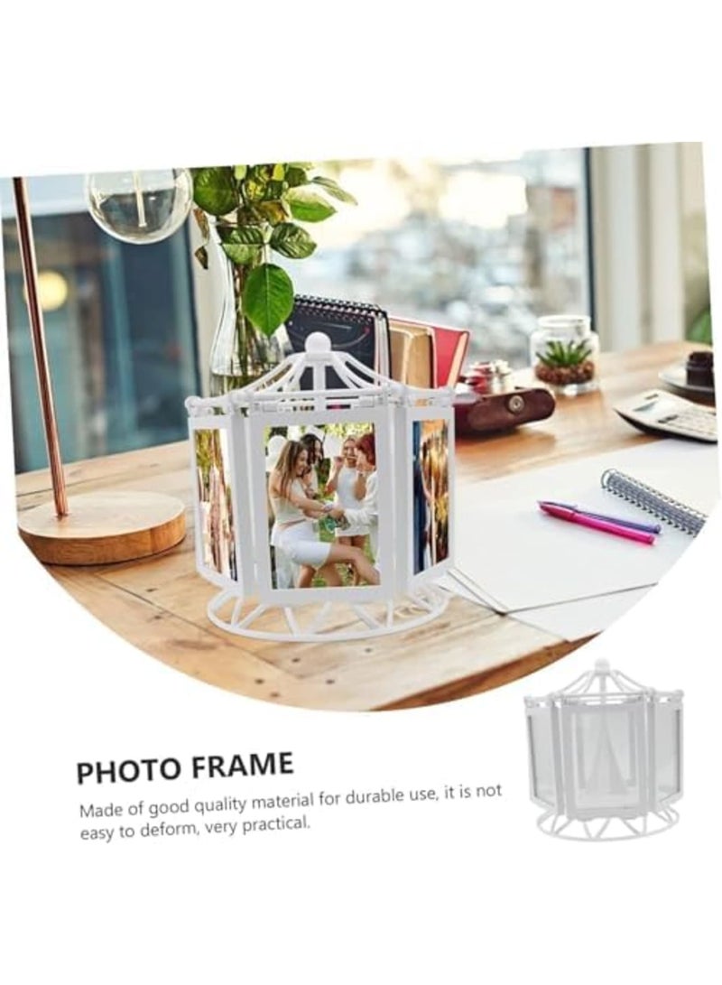 Rotating Family Photo Frame for Tabletop Display, Decorative Multi-Photo Stand for Grandkids and Home Decor, Personalized Picture Frame Gift for Family Memories (White) - Image 4
