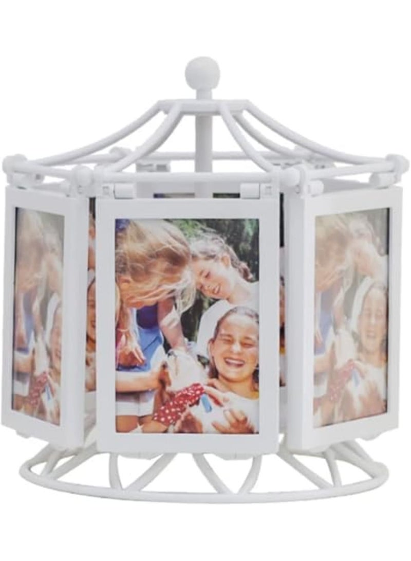 Rotating Family Photo Frame for Tabletop Display, Decorative Multi-Photo Stand for Grandkids and Home Decor, Personalized Picture Frame Gift for Family Memories (White) - Image 1