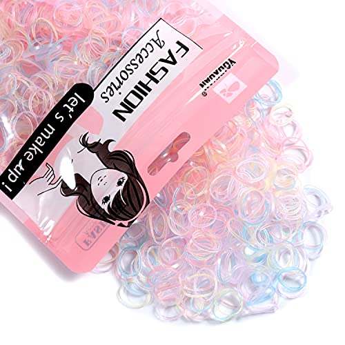 Youxuan Mini Hair Elastics for Girls Transparent Rubber Bands, 1000 PCS, Multi Color - Image 1