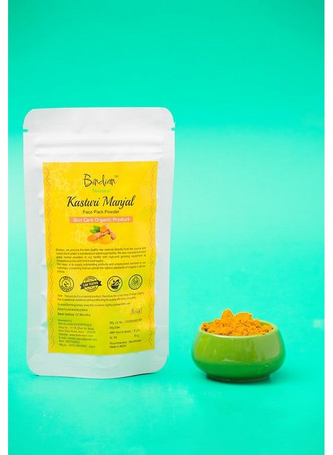 Bindian Kasturi Manjal Powder for Men & Women | Natural Face Pack Powder (50g) - Image 2