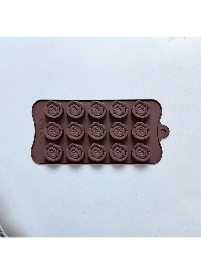15-Cavity Silicone Baking Tools Rose Chocolate Candy Mold Dessert Pudding Cake Baking Supplies Heat Resistant Non-Stick Coating-Color:Rice Powder - Image 5