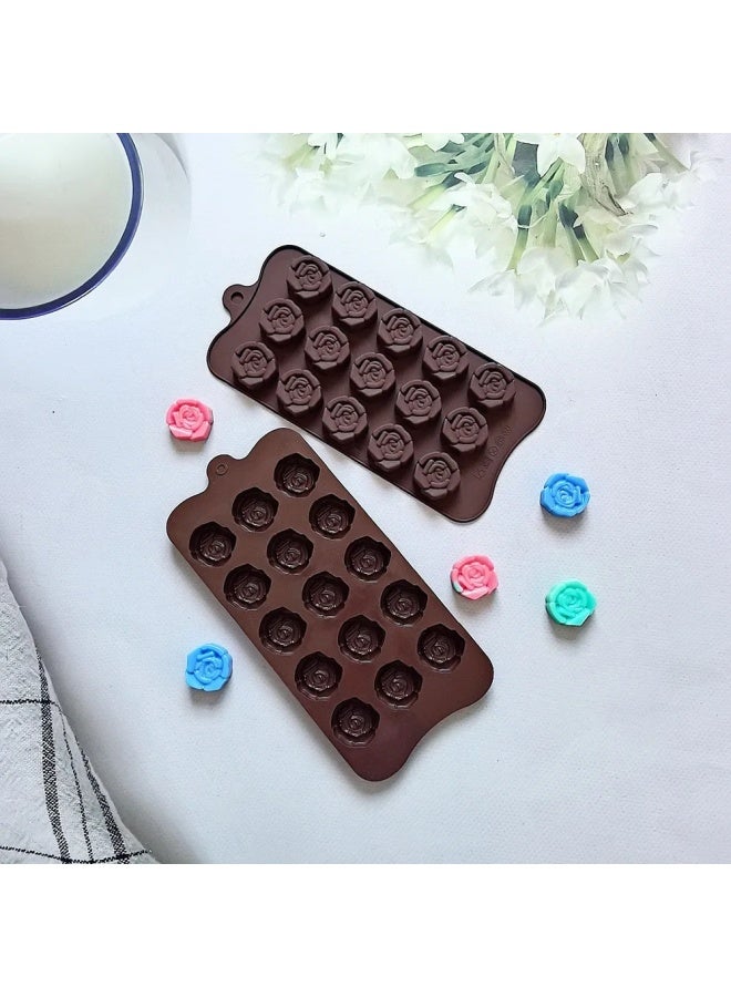 15-Cavity Silicone Baking Tools Rose Chocolate Candy Mold Dessert Pudding Cake Baking Supplies Heat Resistant Non-Stick Coating-Color:Rice Powder - Image 4