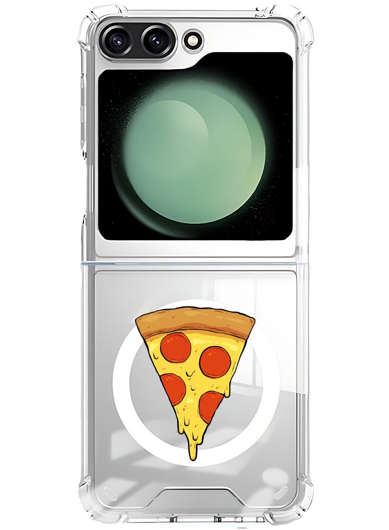 Theodor Magnetic Case for Samsung Galaxy Z Flip 5 Compatible with MagSafe Wireless Charging, Shockproof Phone Bumper Cover Pizza (2) - Image 1