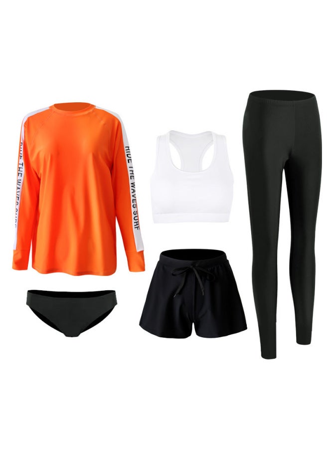 A Generation Of Men's And Women's Lovers Swimsuit Split Long Sleeve Pants Suit Loose Sports Version Conservative