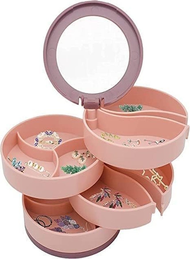 COVACURE 4-Layer 360° Degree Rotating Round Jewellery Organizer Box, 360° Rotating Showcase Storage Organizer Rings Necklace Bracelet Earrings Holder, Gift For Girls Mother Women (Multicolor) - Image 1