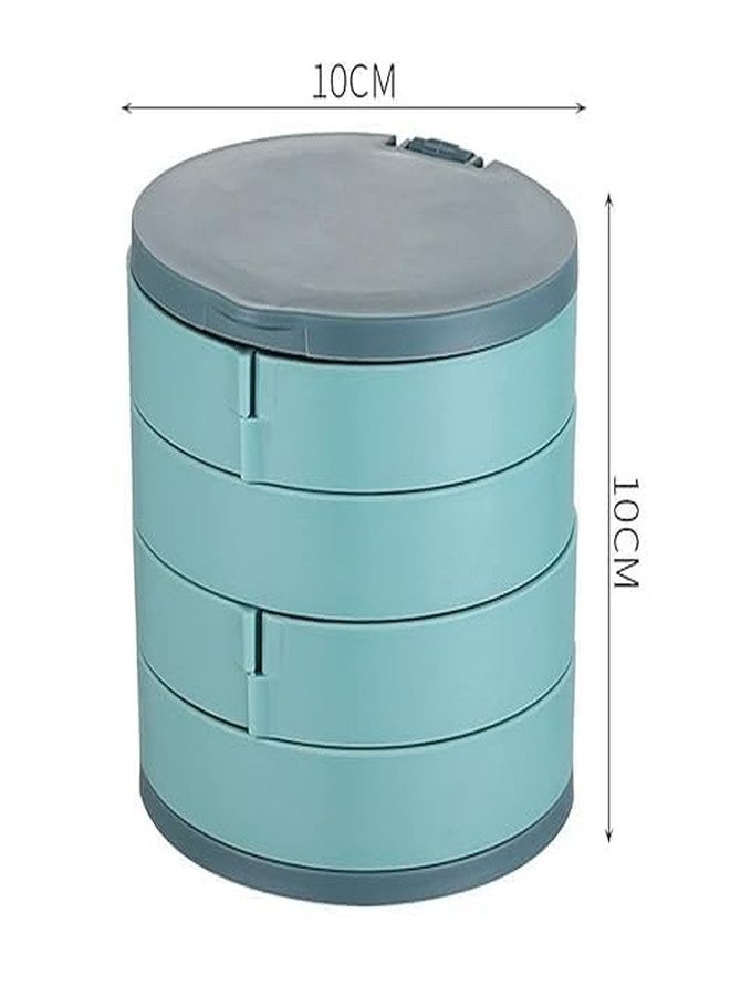 COVACURE 4-Layer 360° Degree Rotating Round Jewellery Organizer Box, 360° Rotating Showcase Storage Organizer Rings Necklace Bracelet Earrings Holder, Gift For Girls Mother Women (Multicolor) - Image 3