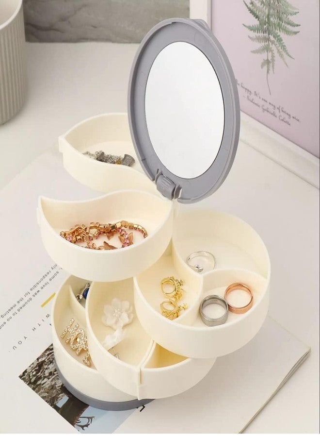 COVACURE 4-Layer 360° Degree Rotating Round Jewellery Organizer Box, 360° Rotating Showcase Storage Organizer Rings Necklace Bracelet Earrings Holder, Gift For Girls Mother Women (Multicolor) - Image 4
