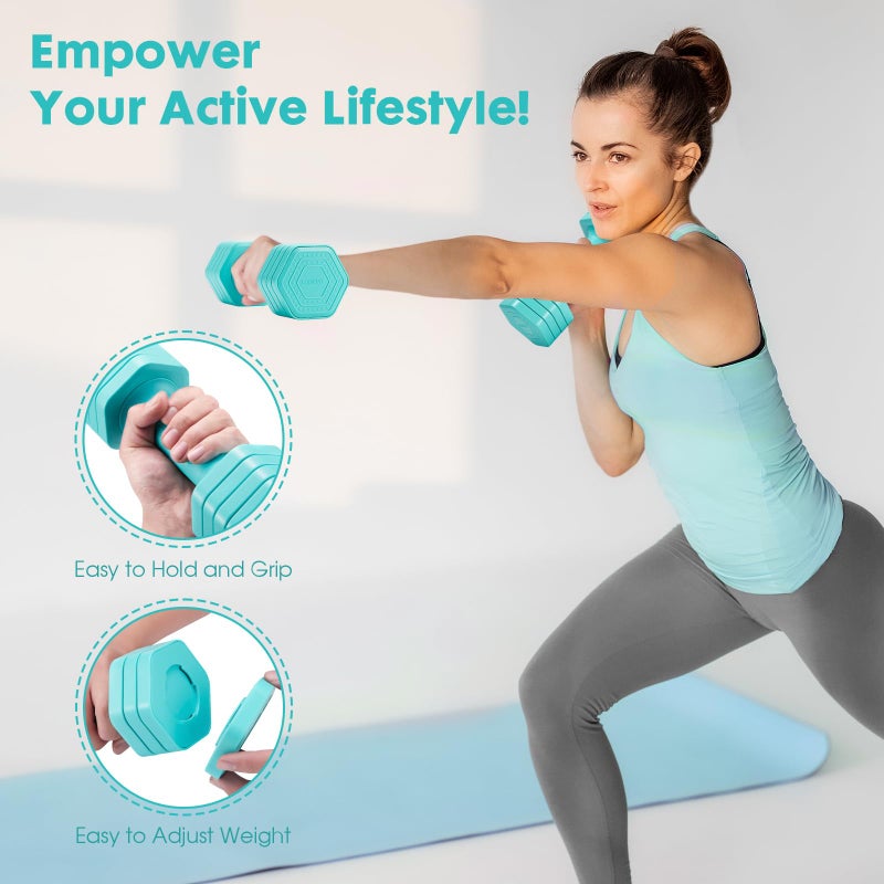 EQUIPRO Adjustable Dumbbell Set, 4 in 1 Weights for Women at Home, Hand Weights Dumbbells for Women, Each 2lb 3lb 4lb 5lb Fast Adjust Weight with Soft TPU Handle for Home Gym Exercise Training - Image 3