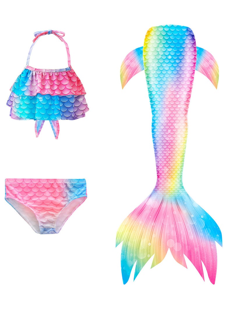 AUTOYSUR Mermaid Tail Sets Mermaid Costume Girls Swimwear Mermaid Tail Swimwear,Bikini Sets,Mermaid Costume Swimsuits for Kids - Image 1