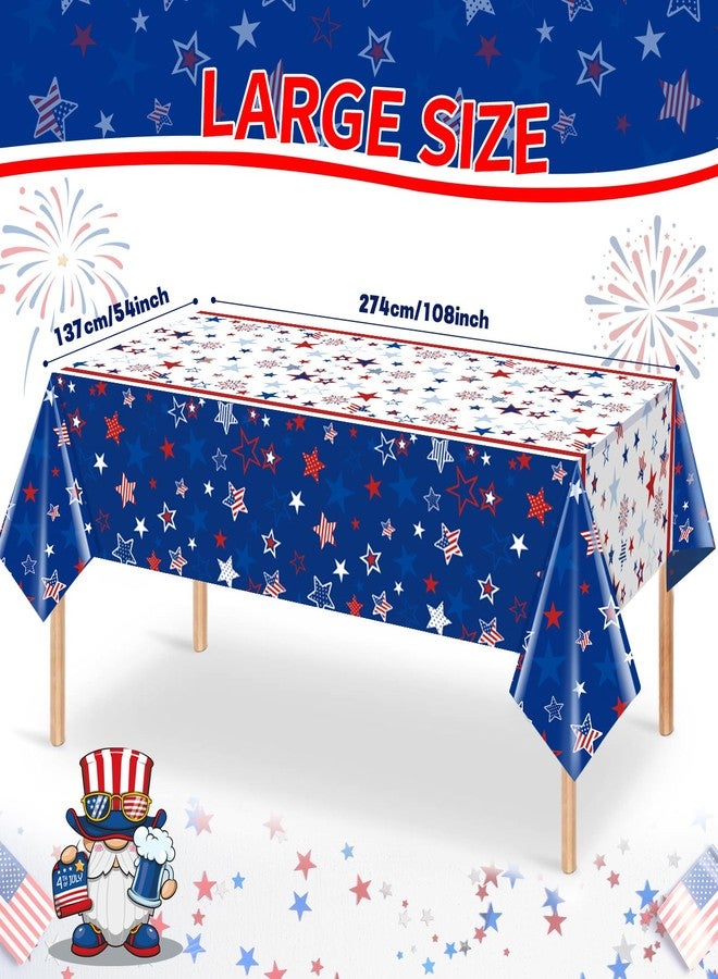 MEIDUO 3Pcs Patriotic Tablecloth, 4th of July decorations with Red White Blue Star and Fireworks, 54x108 Inch disposable tablecloth for Memorial Patriotic Day Independence Veterans Day Party Supplies. - Image 2