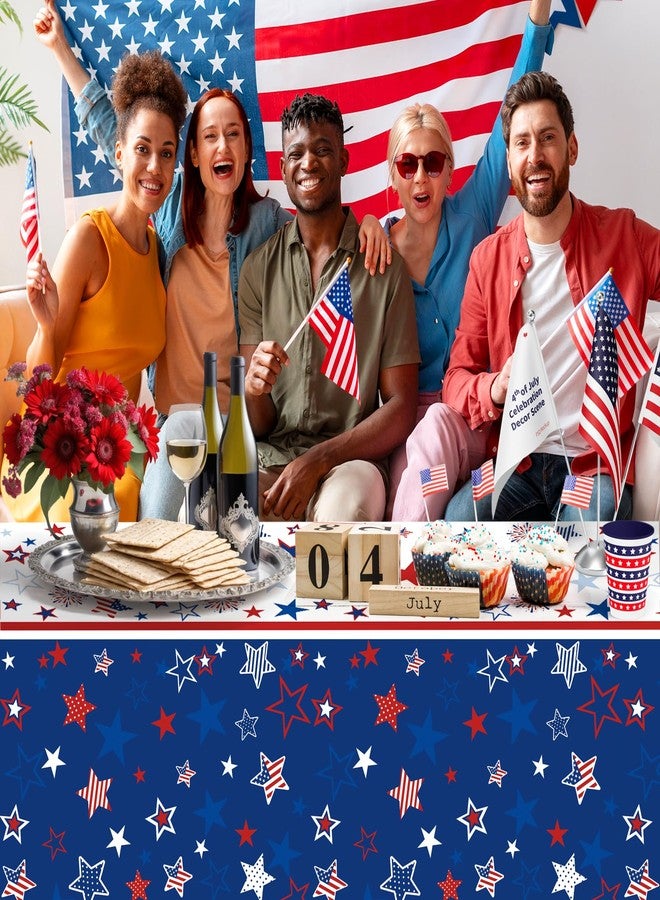 MEIDUO 3Pcs Patriotic Tablecloth, 4th of July decorations with Red White Blue Star and Fireworks, 54x108 Inch disposable tablecloth for Memorial Patriotic Day Independence Veterans Day Party Supplies. - Image 4