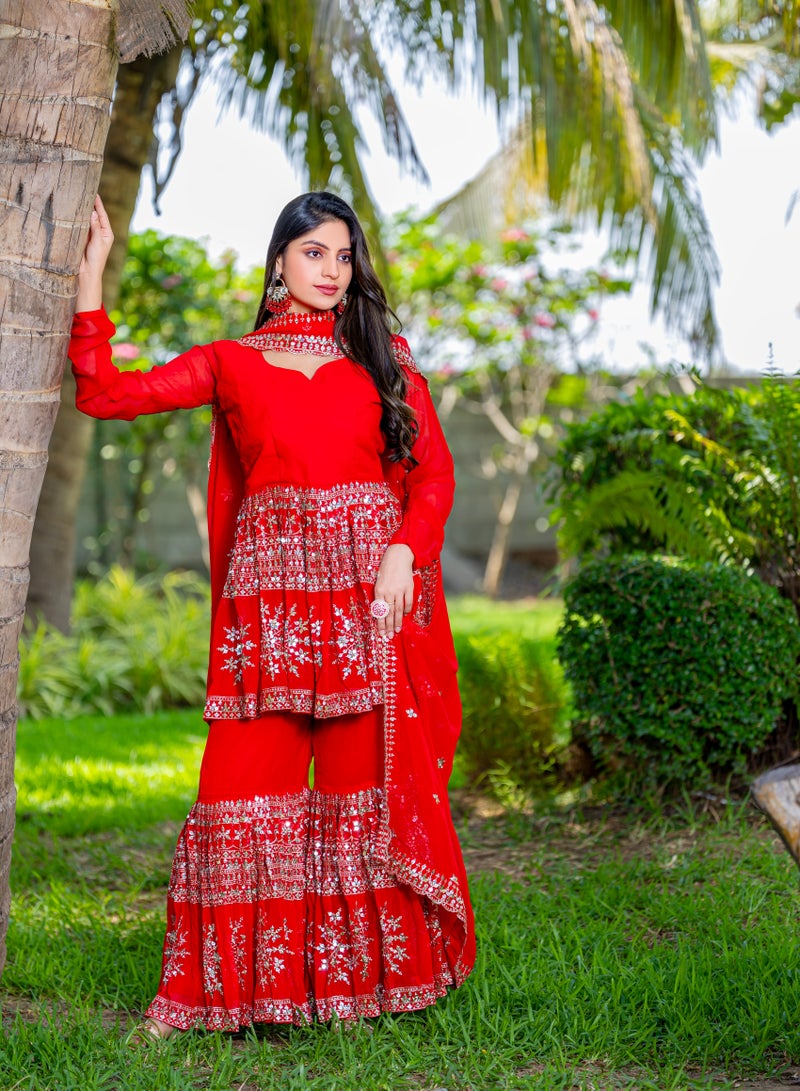 Super Asian Pure Bandhej Choli with Attached Shrug & Pure Chinnon Lehenga Set – Heavy Embroidery & 5.50m Flair - Image 2